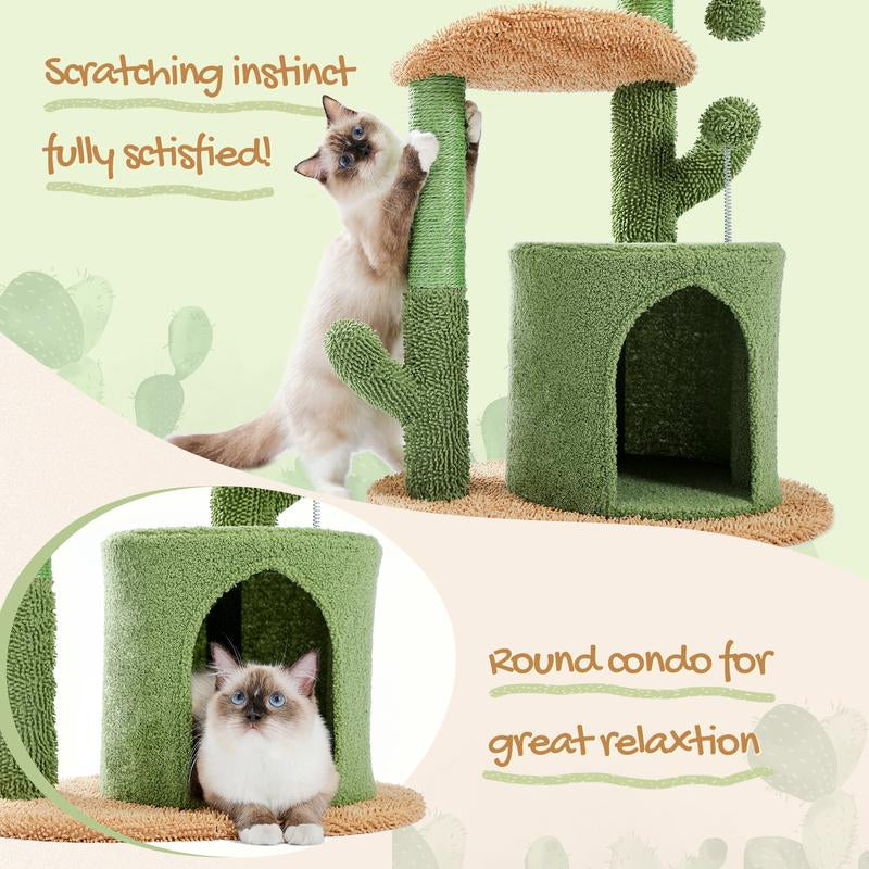 Transform Your Cat's Playtime with the Adorable 32-Inch Cactus Cat Tree! šµš¾ Cozy Condo, Fun Perches, and a Scratching Post for Ultimate Fun!