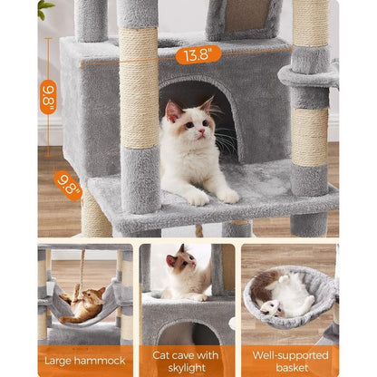 Transform Your Home into a Kitty Paradise with the Feandrea 66.1-Inch Multi-Level Cat Tower! 🐾🏰 Explore Cozy Caves, Snuggly Hammocks, and Endless Fun for Your Feline Friend! 🐱✨