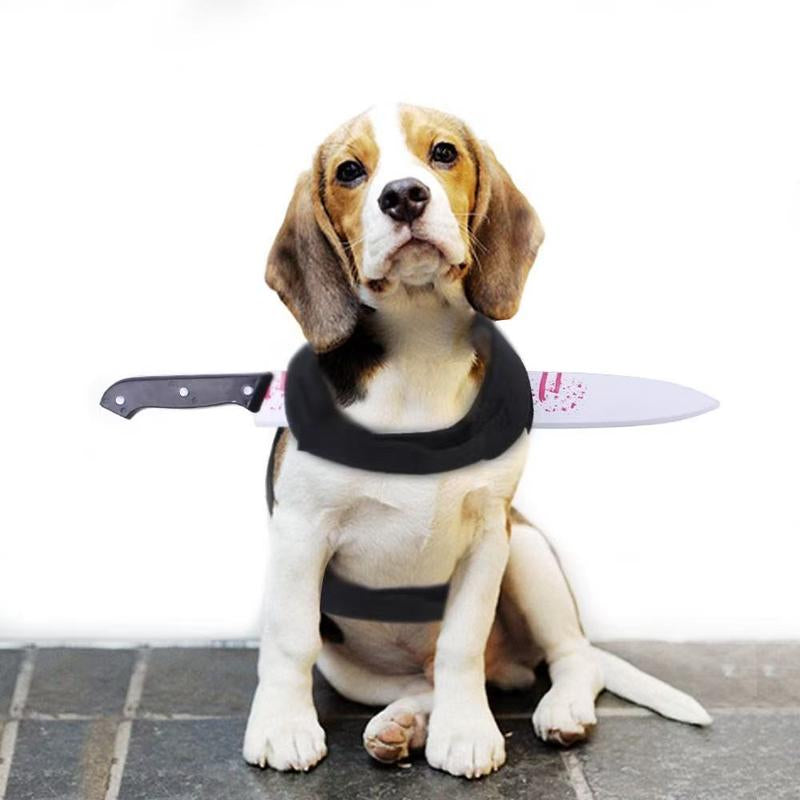 Transform Your Pup into a Halloween Sensation with Our Hilarious Bloody Kitchen Knife Costume for Small & Medium Dogs! 🎃🐾