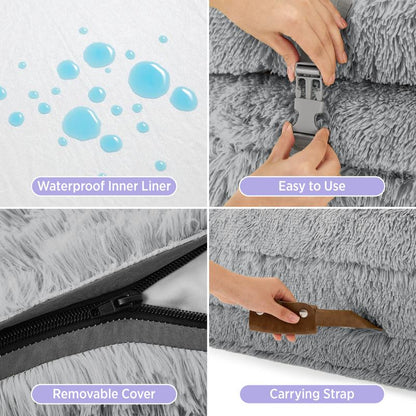 Ultimate Comfort Alert! 🛋️✨ Experience the Lesure 3-in-1 Foldable Giant Dog Bed - Cozy Faux Fur, Supportive Egg Foam, and Waterproof Liner for Your Relaxation Needs! 🐾💤