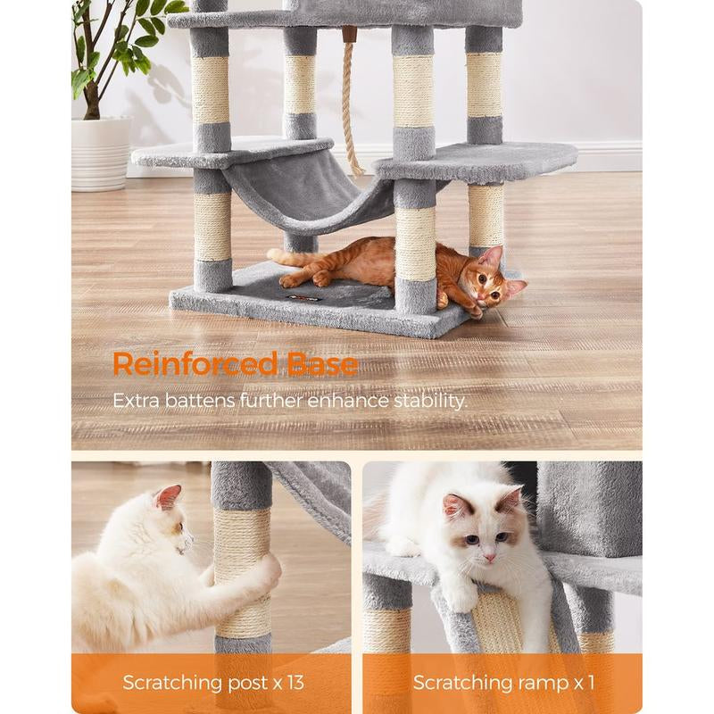 Transform Your Home into a Kitty Paradise with the Feandrea 66.1-Inch Multi-Level Cat Tower! 🐾🏰 Explore Cozy Caves, Snuggly Hammocks, and Endless Fun for Your Feline Friend! 🐱✨