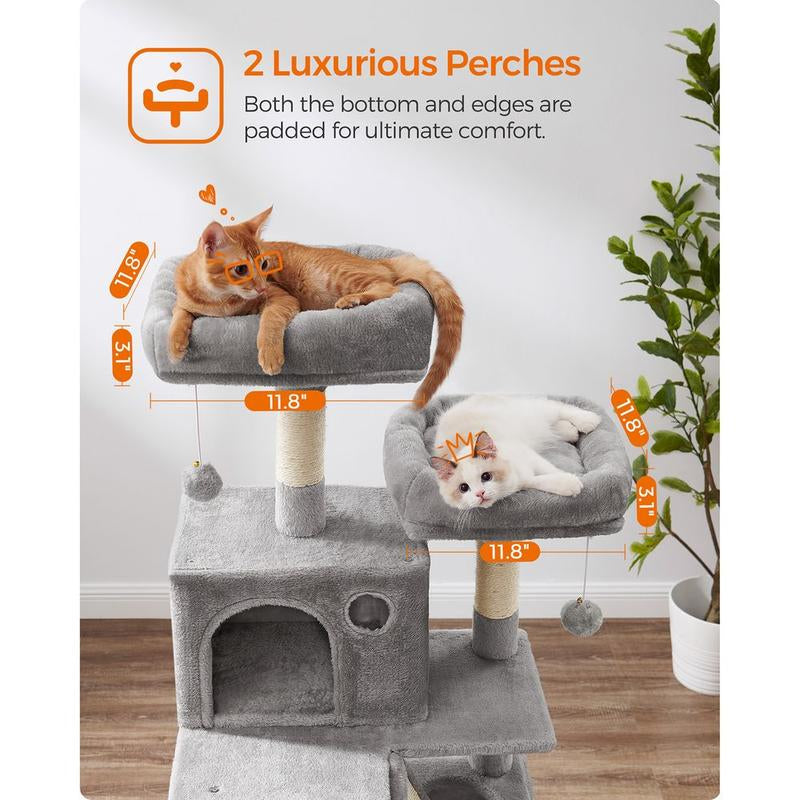 Transform Your Home into a Kitty Paradise with the Feandrea 66.1-Inch Multi-Level Cat Tower! 🐾🏰 Explore Cozy Caves, Snuggly Hammocks, and Endless Fun for Your Feline Friend! 🐱✨