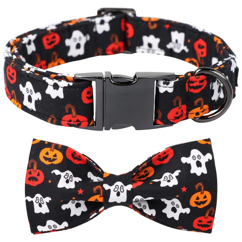 Get Spook-tacular this Halloween with the Maca Bates Adjustable Dog Collar! 🎃👻 Stylish Bowtie & Perfect for Pups of All Sizes! 🐾✨