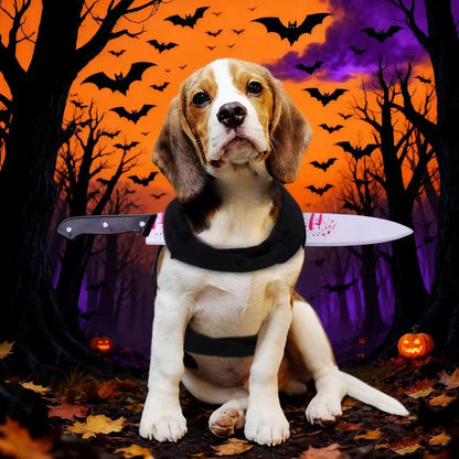 Transform Your Pup into a Halloween Sensation with Our Hilarious Bloody Kitchen Knife Costume for Small & Medium Dogs! 🎃🐾