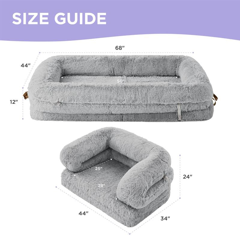 Ultimate Comfort Alert! 🛋️✨ Experience the Lesure 3-in-1 Foldable Giant Dog Bed - Cozy Faux Fur, Supportive Egg Foam, and Waterproof Liner for Your Relaxation Needs! 🐾💤