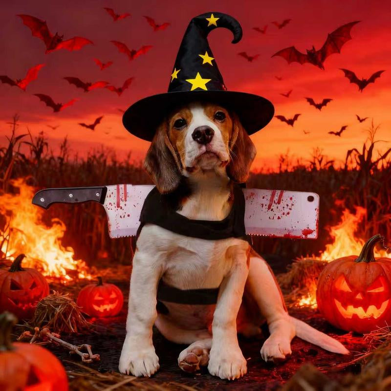 Transform Your Pup into a Halloween Sensation with Our Hilarious Bloody Kitchen Knife Costume for Small & Medium Dogs! 🎃🐾