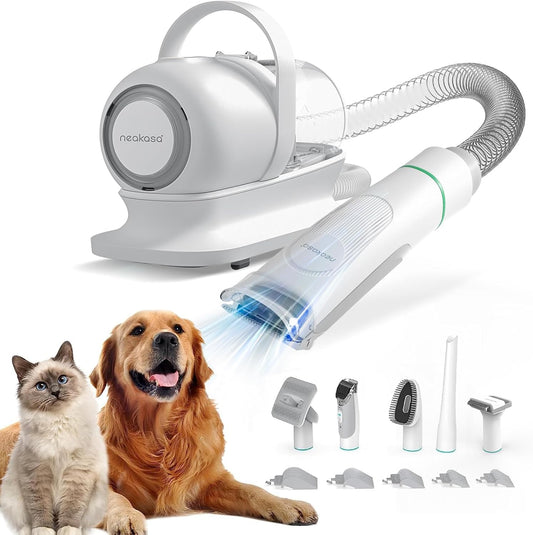 Neakasa P1 Pro Pet Grooming Kit & Vacuum Suction 99% Pet Hair, Professional Clippers with 5 Proven Grooming Tools for Dogs Cats and Other Animals