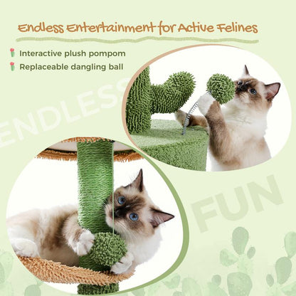 Transform Your Cat's Playtime with the Adorable 32-Inch Cactus Cat Tree! 🌵🐾 Cozy Condo, Fun Perches, and a Scratching Post for Ultimate Fun!