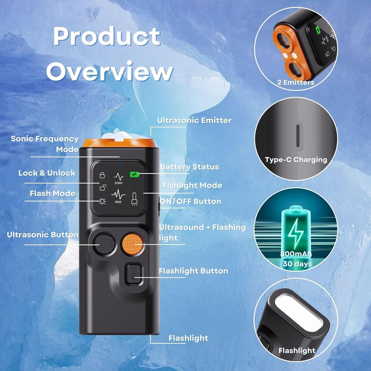 Anti Barking Device for Dog, Ultrasonic Dog Bark Control Device, 2025 Upgraded, HD Display, LED Flashlight, 3 Modes