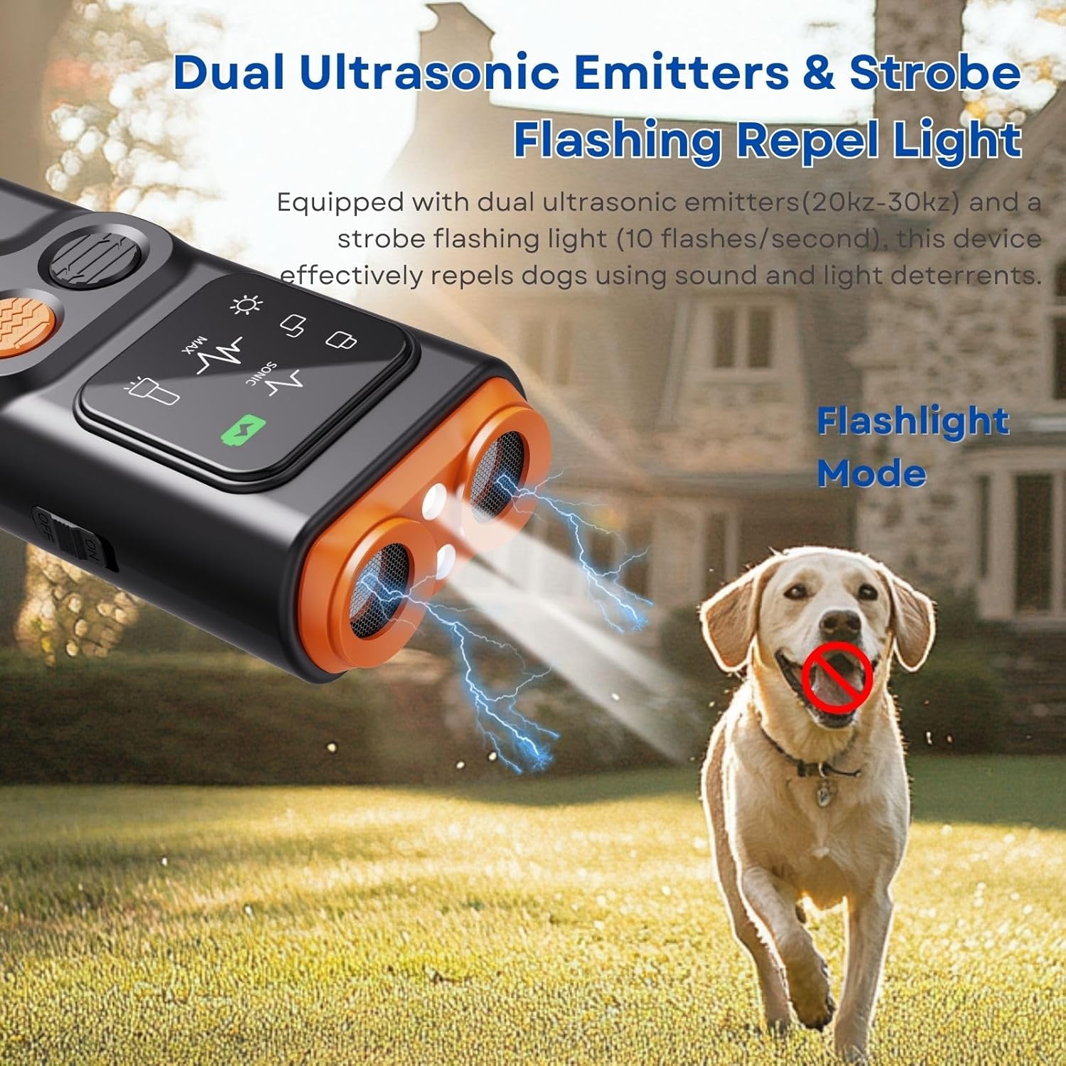 Anti Barking Device for Dog, Ultrasonic Dog Bark Control Device, 2025 Upgraded, HD Display, LED Flashlight, 3 Modes