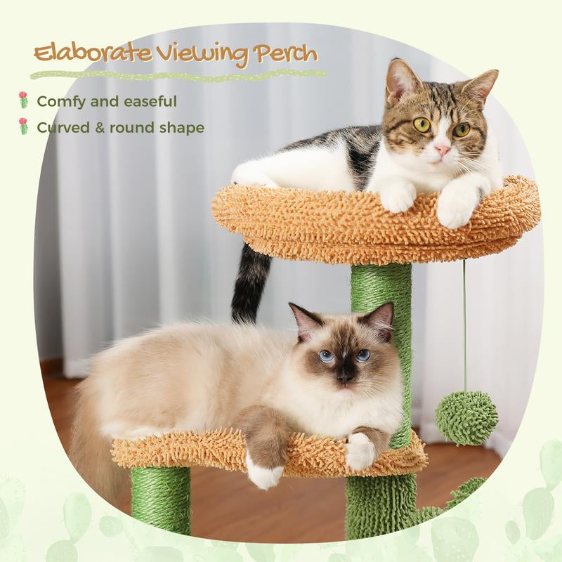 Transform Your Cat's Playtime with the Adorable 32-Inch Cactus Cat Tree! 🌵🐾 Cozy Condo, Fun Perches, and a Scratching Post for Ultimate Fun!