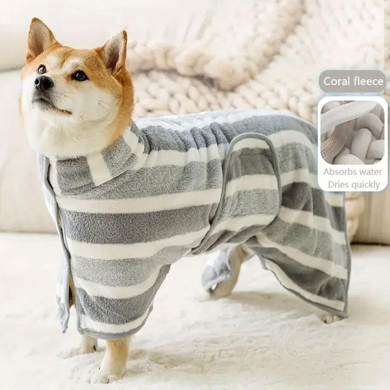 Transform Bath Time into a Stylish Affair with Our Adorable Quick-Dry Striped Pet Towel for Dogs & Cats! 🐾✨