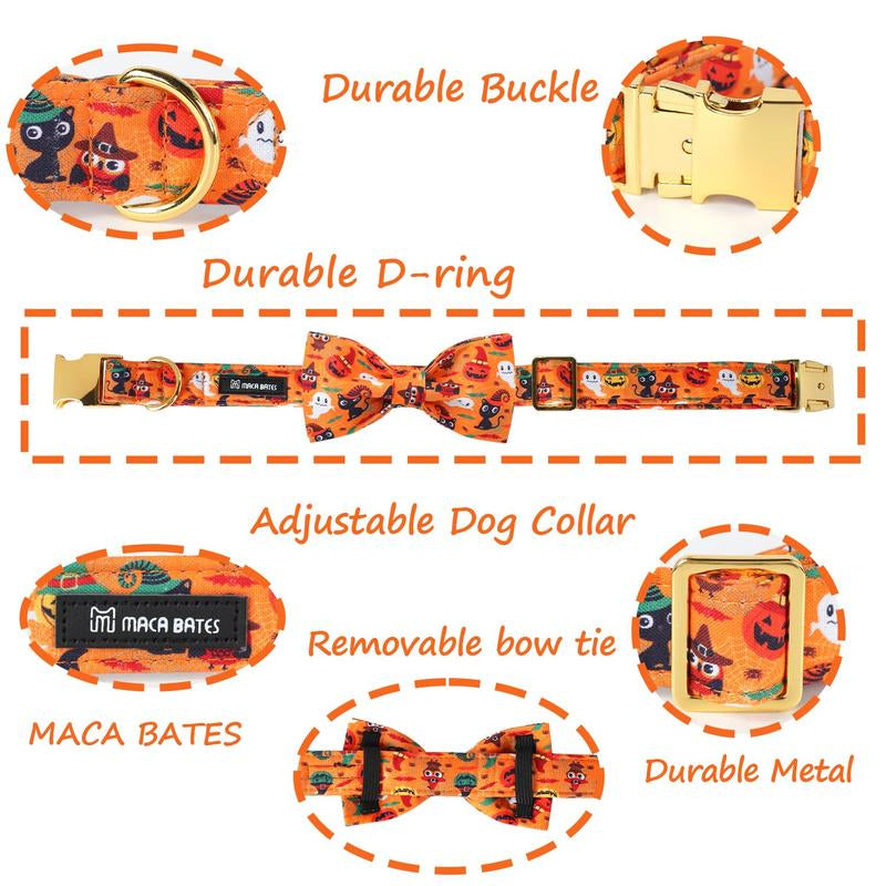 Get Spook-tacular this Halloween with the Maca Bates Adjustable Dog Collar! 🎃👻 Stylish Bowtie & Perfect for Pups of All Sizes! 🐾✨