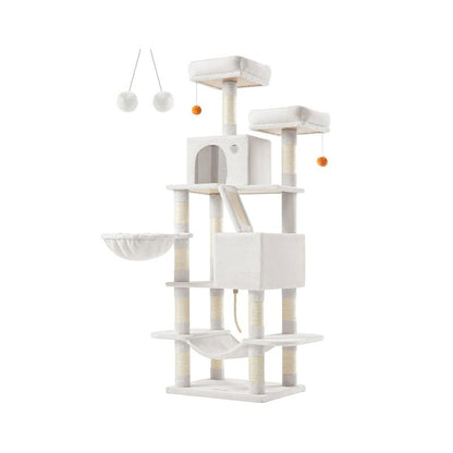 Transform Your Home into a Kitty Paradise with the Feandrea 66.1-Inch Multi-Level Cat Tower! 🐾🏰 Explore Cozy Caves, Snuggly Hammocks, and Endless Fun for Your Feline Friend! 🐱✨