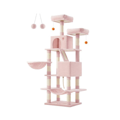 Transform Your Home into a Kitty Paradise with the Feandrea 66.1-Inch Multi-Level Cat Tower! 🐾🏰 Explore Cozy Caves, Snuggly Hammocks, and Endless Fun for Your Feline Friend! 🐱✨