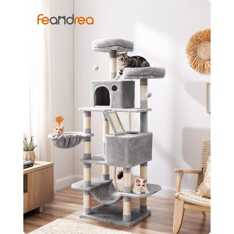 Transform Your Home into a Kitty Paradise with the Feandrea 66.1-Inch Multi-Level Cat Tower! 🐾🏰 Explore Cozy Caves, Snuggly Hammocks, and Endless Fun for Your Feline Friend! 🐱✨